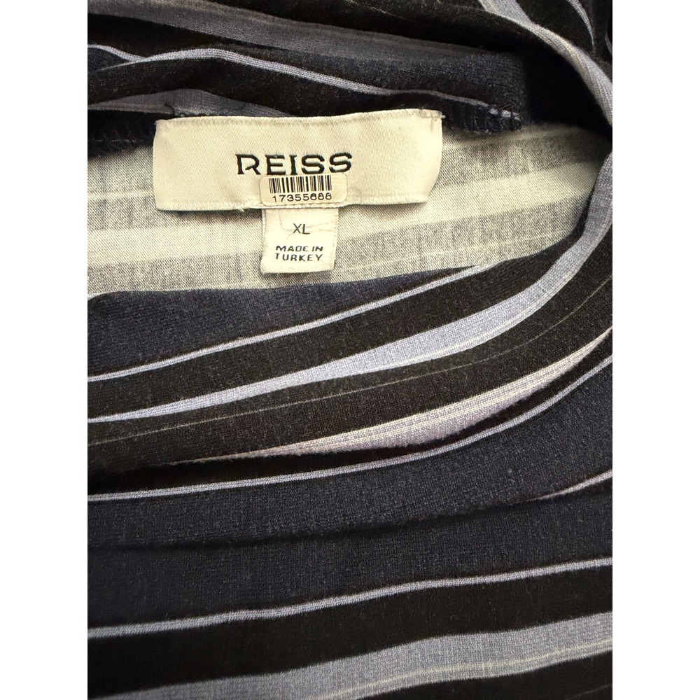 Reiss Dillion Blue Striped Ruched Draped Maxi Long Dress XL Sleeveless Sheath - Picture 9 of 12